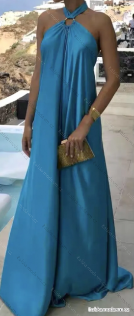 Šaty dlouhé letní bez rukávu dámské (XS/S/M ONE SIZE) ITALSKÁ MÓDA IMPBB24C27352 modrá S / M