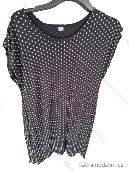 Šaty krátky rukáv dámske nadrozmerné (L-3XL) POLSKÁ MÓDA PMF23PUNTIK/DU -   čierna
 -   L