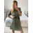 Šaty lněné košilové letní dámske (L/XL ONE SIZE) ITALSKÁ MODA IM722LENA/DR -   béžová -   S/M