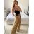 Kalhoty dlouhé oversize elegantní s páskem dámské (S/M/L ONE SIZE) ITALSKá MODA IM3244008/DU -   Černá -   M/L