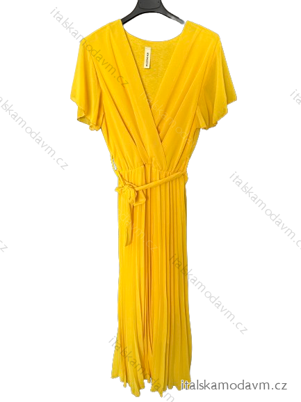 Šaty letní šifonové krátky rukáv dámske (S/M/L ONE SIZE) TALIANSKA MóDA IM424462/DU S/M žlutá