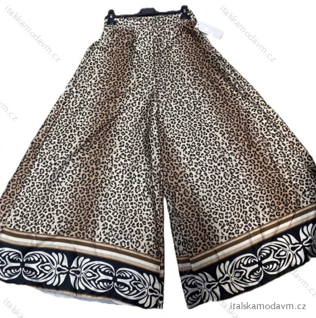 Kalhoty dlouhé letní satén leopard dámské (S/M/L ONE SIZE) ITALSKÁ MÓDA IMM24M9501/DU
