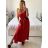 Šaty dlhé elegantné na ramienka dámske (38/40 ONE SIZE) TALIANSKA MÓDA IMPES24LONG/DU -   červená -   M / L