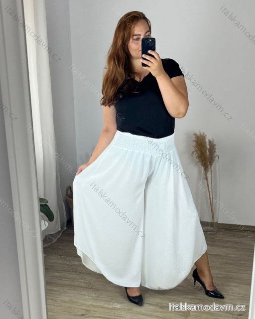 Kalhoty harémky letní dlouhé dámské (48/50 ONE SIZE) ITALSKÁ MÓDA IM424423/DUR bílá 48/50