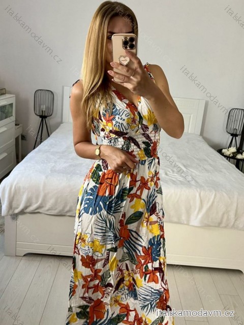 Šaty dlouhé letní bez rukávu dámské (M/L, XL/XXL) AINUOSI  ITALSKÁ MODA IMB24A356-2/DUR M/L bílá