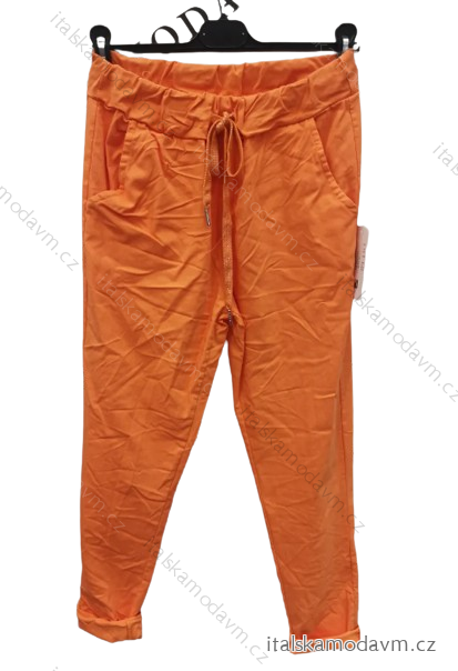 Kalhoty letní dlouhé strečové dámské (S/M ONE SIZE) ITALSKÁ MÓDA IMPLI238115/DUR -   oranžová -   S/M