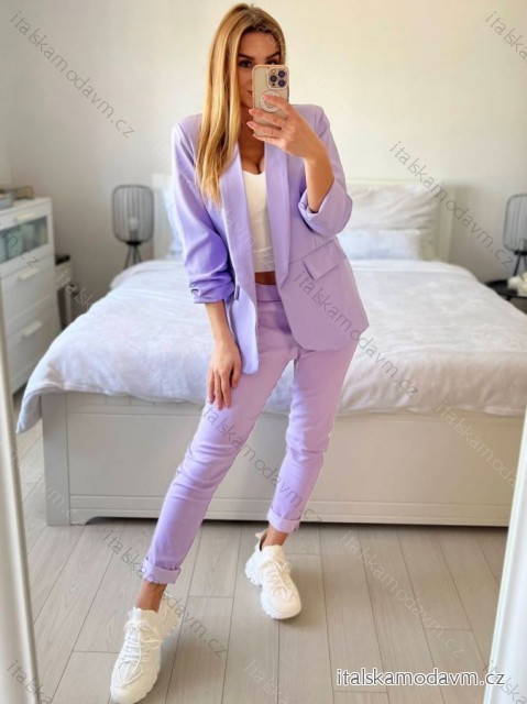 Sako elegantný dlhý rukáv dámske (S/M ONE SIZE) TALIANSKA MÓDA IMPLI228760/DU -   fialová -   S / M