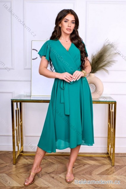 Šaty elgantné letné dámske nadrozmer (40-50 ONE SIZE) POLSKÁ MÓDA PMLBL24ELENA/DR zelená 50