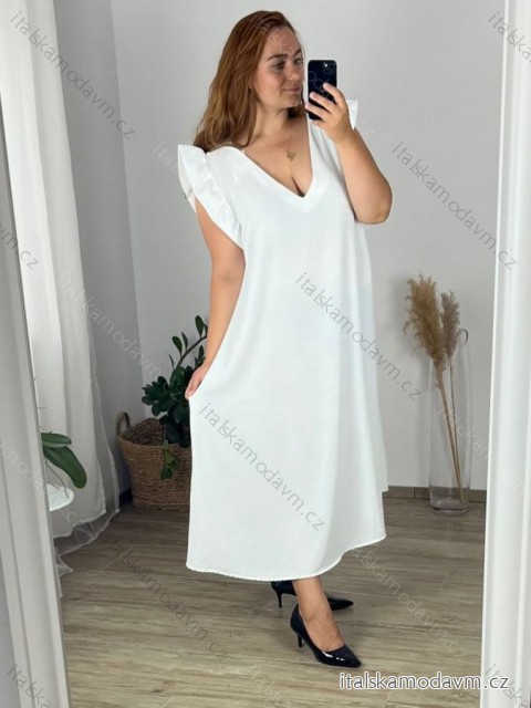 Šaty letní bez rukávu dámské nadrozměr (56/58 ONE SIZE) ITALSKÁ MÓDA IMWT24020/DUR -   bílá -   56/58