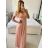 Šaty spoločenské elegantný krátky rukáv dámske (S/M ONE SIZE) TALIANSKA MÓDA IMPSH223589L/DUR -   ružová baby -   S / M