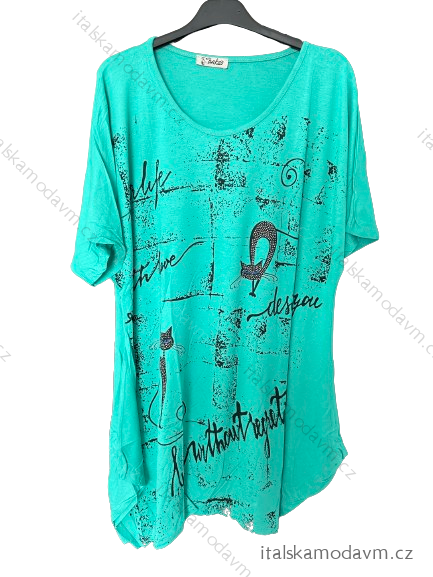 Tunika krátký rukáv dámská nadrozměr (54/56 ONE SIZE) TURECKÁ MODA TM921101-1/DUR 54/56 tyrkysová