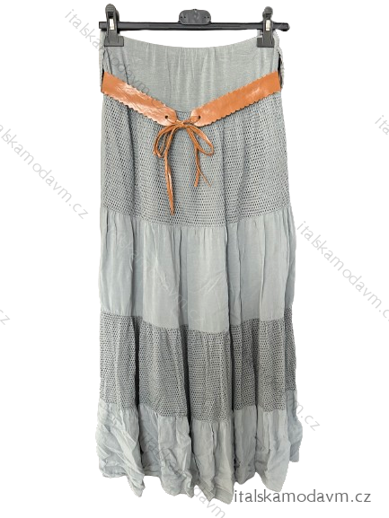 Sukně dlouhá s krajkou dámská (S/M/L ONE SIZE) ITALSKÁ MÓDA IMWDA24334/DU M/L šedá