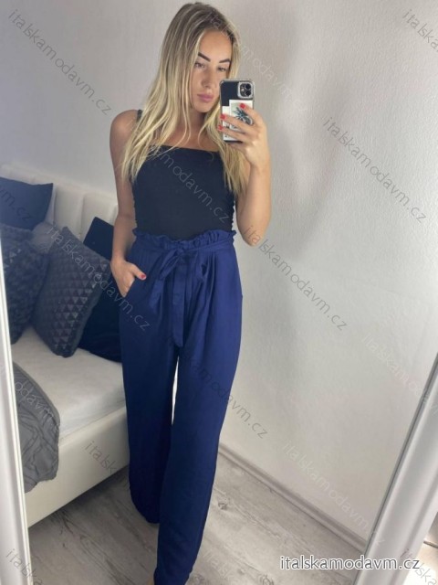 Kalhoty dlouhé letní dámské (S/M/L ONE SIZE) ITALSKÁ MÓDA IMM24M24200/DUR -   tmavě modrá -   M/L