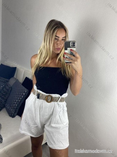 Kraťasy s opaskom dámske (S/M ONE SIZE) TALIANSKA MÓDA IMPSH242408/DU S / M biela