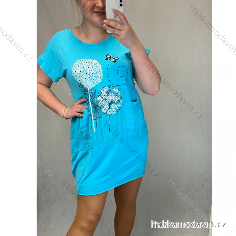 Šaty letní krátký rukáv dámské (2XL/3XL ONE SIZE) ITALSKÁ MÓDA IMN21009