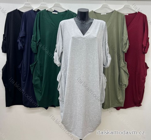 Šaty volnočasové dlouhý rukáv dámské nadrozměr (54/56 ONE SIZE) ITALSKá MóDA IM424495