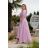 Šaty dlhé elegantný letný krátky rukáv dámske nadrozmer (36-46 ONE SIZE) POLSKÁ MÓDA PMLEL24ROSA