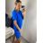 Šaty klasik bavlněné krátký rukáv dámské (S/M/L ONE SIZE) ITALSKÁ MÓDA IM324042/DU M / L modrá