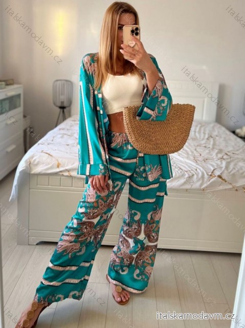 Souprava kalhoty a tunika dlouhý rukáv dámská (S/M/L ONE SIZE) ITALSKÁ MÓDA IMWBS24271/DU -   zelená
 -   M / L