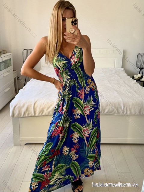 Šaty dlhé letné icecool na ramienka dámske (M/L-XL/2XL) AINUOSI TALIANSKA MODA IMB249056/DUR -   modrá -   XL/2XL