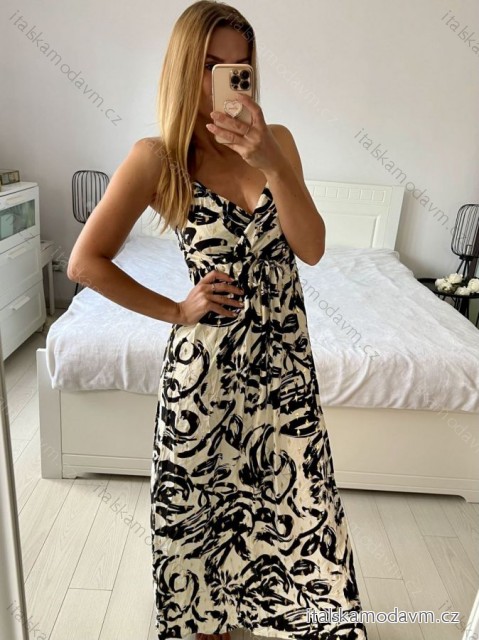 Šaty dlouhé letní na ramínka dámské (S/M - L/XL) ITALSKÁ MÓDA IMPEM2455588/DU -   Černá -   L/XL