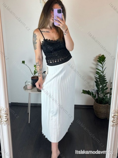 Sukně skládaná dlouhá dámská (S/M ONE SIZE) ITALSKá MóDA IMSM24036/DR bílá S/M