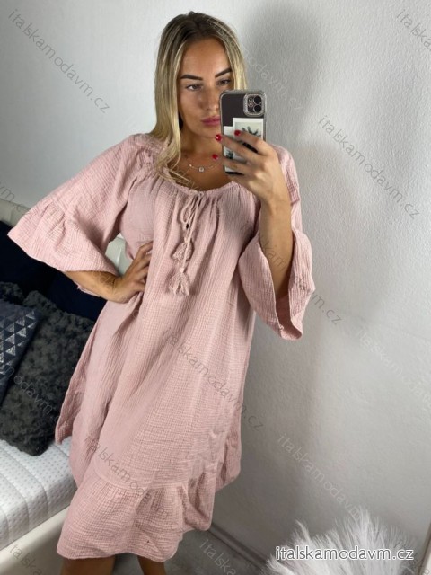 Šaty letní mušelínové carmen dámské (52/54/56 ONE SIZE) ITALSKÁ MÓDA IM424365/DU