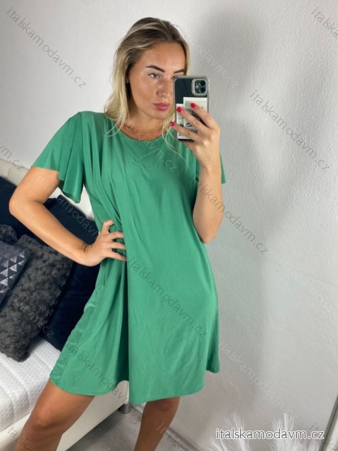 Šaty oversize letný krátky rukáv icecool dámske (S/M/L ONE SIZE) TALIANSKA MÓDA IMM24M6742D/DUR -   zelená -   M / L
