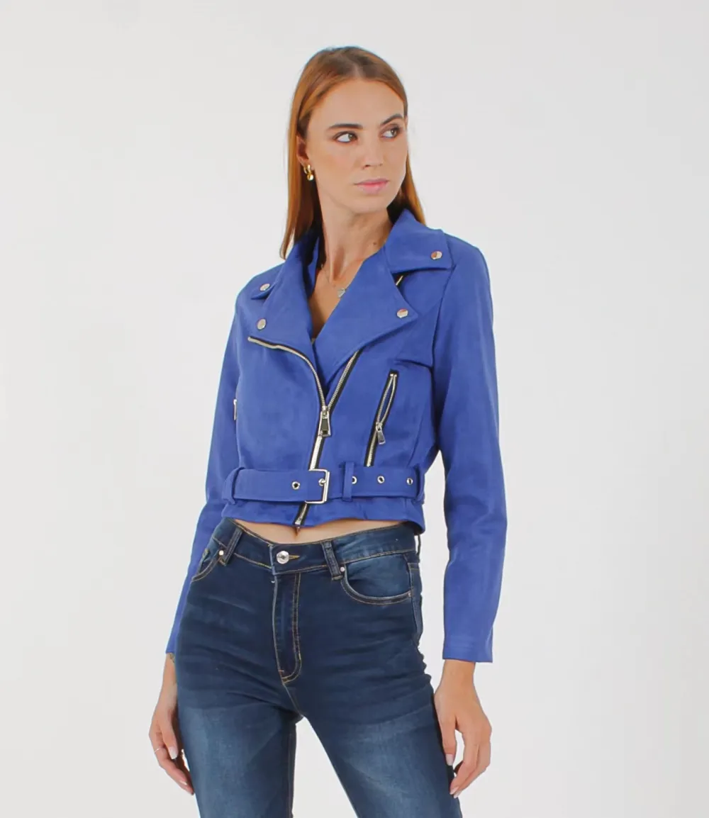 Bunda krátka koženková dlhý rukáv dámska (S/M/L ONE SIZE) TALIANSKA MÓDA IMPLI2416063
