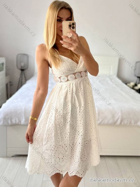 Šaty letní boho krajkové na ramínka dámské (S/M ONE SIZE) ITALSKÁ MÓDA IMPEM231202/DU