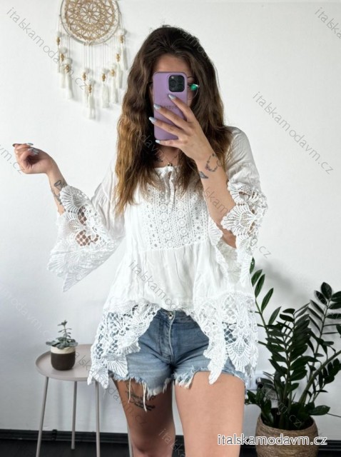 Tunika boho krátky rukáv dámska nadrozmer (44/46/48  ONE SIZE) TALIANSKA MODA IMSM24037