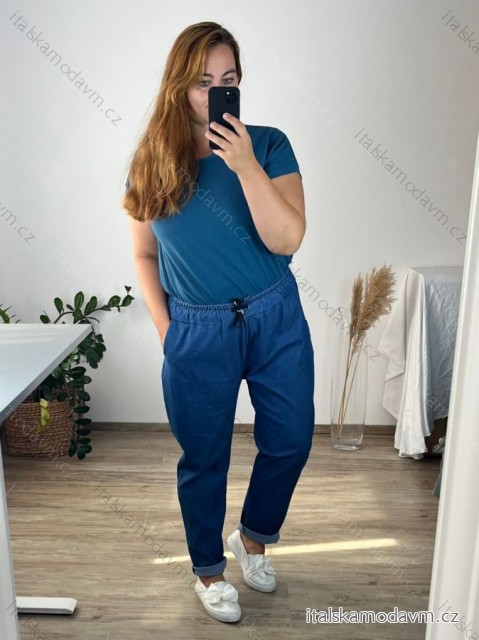Kalhoty bavlněné dámské nadrozměr (XL/2XL/3XL ONE SIZE) ITALSKá MóDA IM42415009/DR