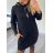 Šaty mikinové s kapucí dlouhý rukáv dámské (L/XL ONE SIZE) ITALSKÁ MÓDA IMD23759