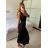 Šaty dlouhé elegantní na ramínka dámské (S/M ONE SIZE) ITALSKÁ MÓDA IMPMD2433816/DU -   Černá -   S/M