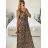 Šaty dlhé elegantné icecool bez rukávov dámske (S/ML/XL) TALIANSKA MODA AINUOSI IMB24LEOPARD-2/DU -   hnědá leopard -   S / M