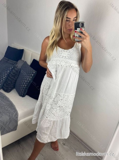 Šaty letné viskozové krajkové na ramienka dámske (S/M ONE SIZE) TALIANSKA MóDA IM423201/DUR