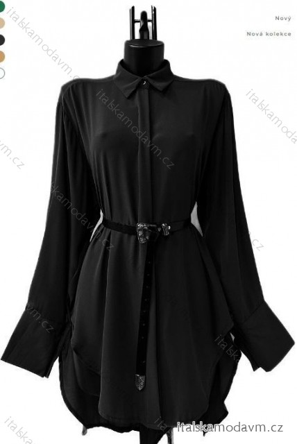 Šaty krátké elegantní dlouhý rukáv dámské (S/M ONE SIZE) ITALSKÁ MÓDA IMPES24LILITH4 Černá S/M