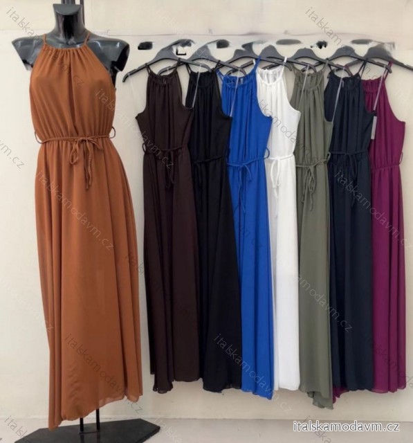 Šaty dlouhé elegantní letní bez rukávu dámské (S/M ONE SIZE) ITALSKÁ MÓDA IMM24M9741