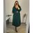 Šaty elegantní dlhý rukáv dámske nadrozmer (56/58 ONE SIZE) TALIANSKA MóDA IM424MARIONA/DU 56/58 tmavo smaragdová