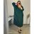 Šaty elegantní dlhý rukáv dámske nadrozmer (56/58 ONE SIZE) TALIANSKA MóDA IM424MARIONA/DU 56/58 tmavo smaragdová