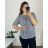 Tunika košeľová  krátky rukáv dámska nadrozmer (50/52 ONE SIZE) TALIANSKA MODA IMSM24LEXI/DUR 50/52 modrá