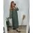 Šaty šifonové plisované elegantní dlouhý rukáv dámské nadrozměr (48/50/52 ONE SIZE) ITALSKÁ MÓDA IMD24312/DUR růžová starorůžová 48/50/52