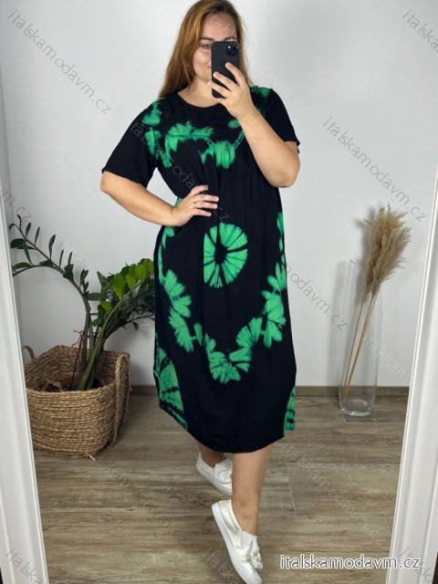 Šaty dlouhé volnočasové krátký rukáv dámské nadrozměr ( M-4XL) ITALSKÁ MÓDA HAG24Y66/DUR -   zelená -   3XL/4XL