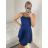 Šaty elegantné spoločenské na ramienka dámske (S/M ONE SIZE) TALIANSKA MóDA IM322461/UL tmavě vínová