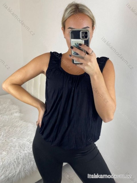 Tílko letní viskoza dámské (S/M/L ONE SIZE) ITALSKÁ MÓDA IMD22468/DU -   Černá -   M/L