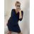Šaty elegantný dlhý rukáv dámske (S/M ONE SIZE) TALIANSKA MÓDA IMM23M284B/DUR modrá petrolejová S/M