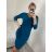 Šaty elegantný dlhý rukáv dámske (S/M ONE SIZE) TALIANSKA MÓDA IMM23M284B/DUR modrá petrolejová S/M