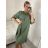 Tunika prodloužená košilová dlouhý rukáv mušelín dámské nadrozměr (XL/2XL ONE SIZE) ITALSKÁ MÓDA IMC24008/DR zelená limetková