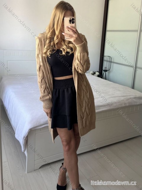 Cardigan pletený dlouhý rukáv dámská (S/M ONE SIZE) ITALSKÁ MÓDA IMPSH233091