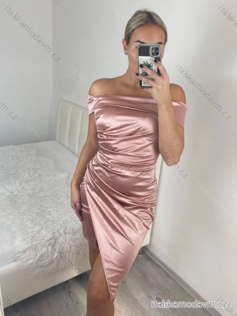 Šaty společenské carmen krátké bez rukávu dámské (S/M ONE SIZE) ITALSKá MóDA IM324301